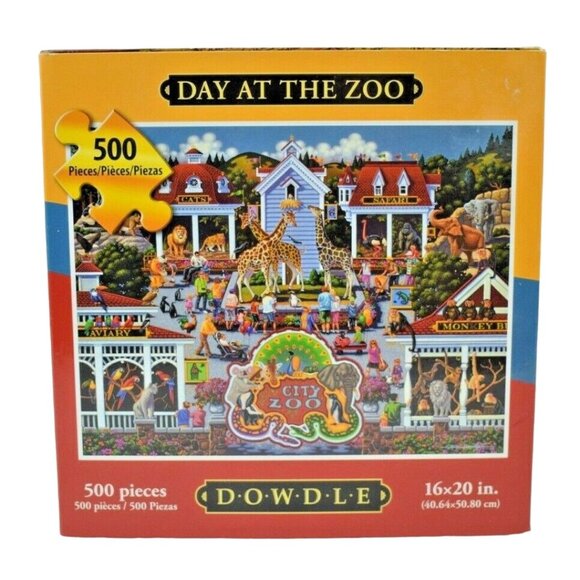 Dowdle Puzzles Day at the Zoo 500 Piece Jigsaw Puzzle Complete - Picture 1 of 6